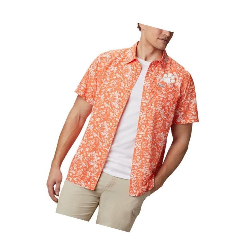 Koszule Columbia Collegiate PFG Super Slack Tide - Clemson Męskie Pomarańczowe | 97RFQSXED