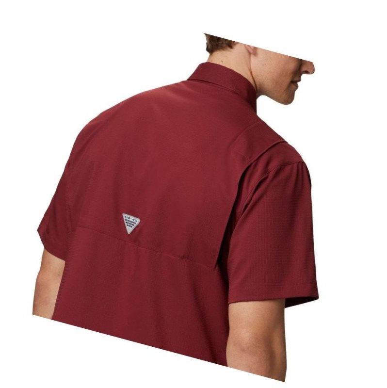 Koszule Columbia Collegiate PFG Tamiami Short Sleeve - Florida State Męskie Ciemny Czerwone | 06DMWFXNK