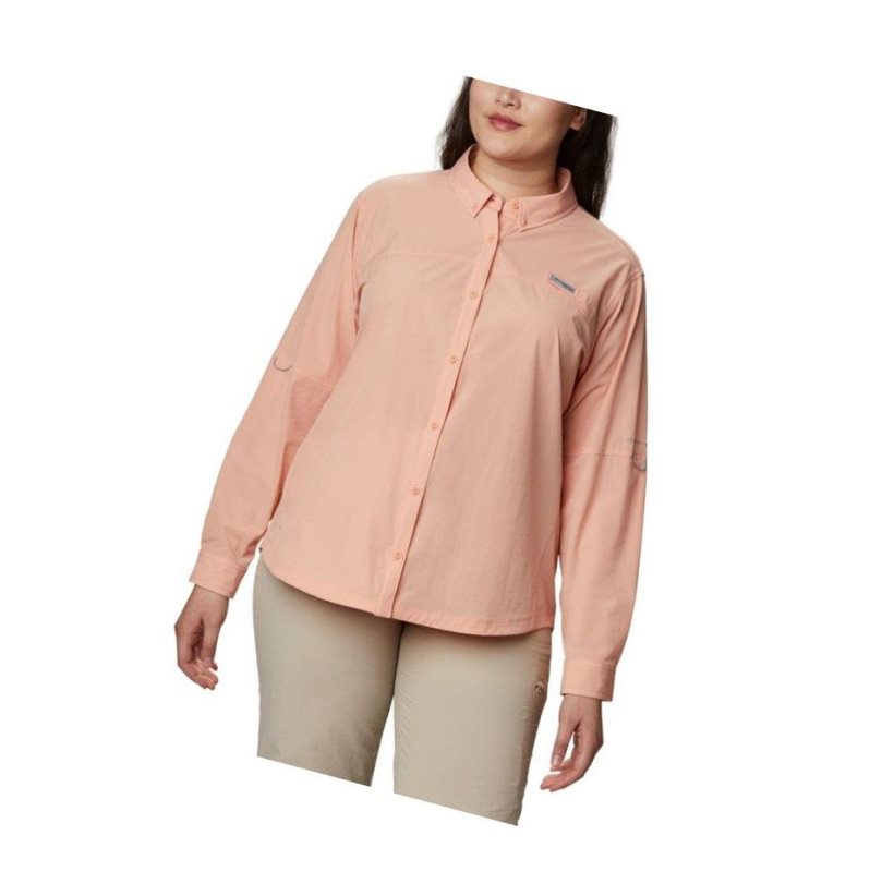 Koszule Columbia Coral Point Long Sleeve Woven Plus Size Damskie Głęboka Koralowe | 80PJRQBLI