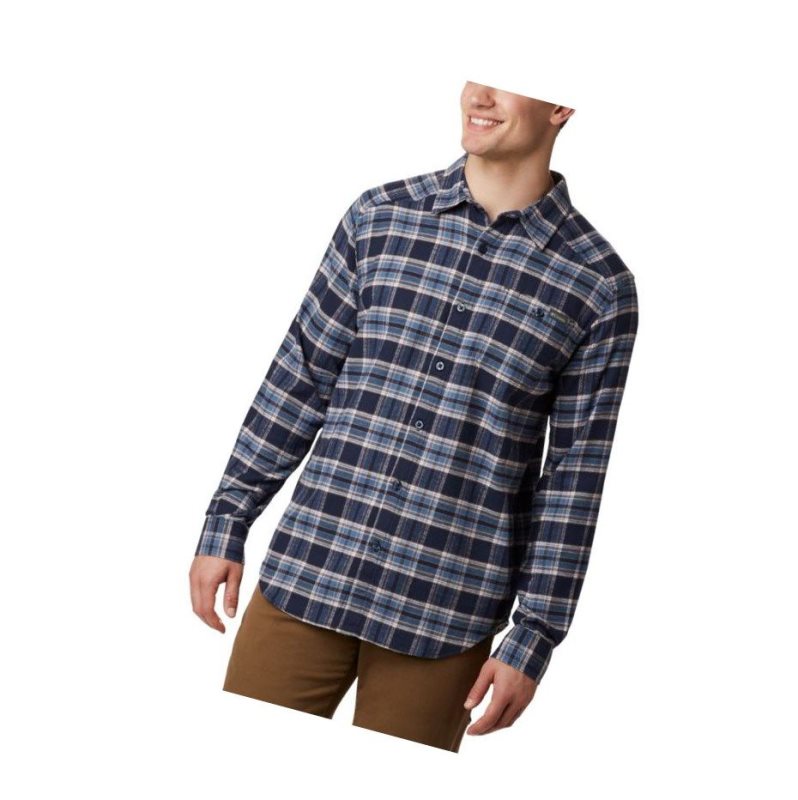 Koszule Columbia Cornell Woods Flannel Long Sleeve Męskie Granatowe Brązowe | 63FMKTGJP