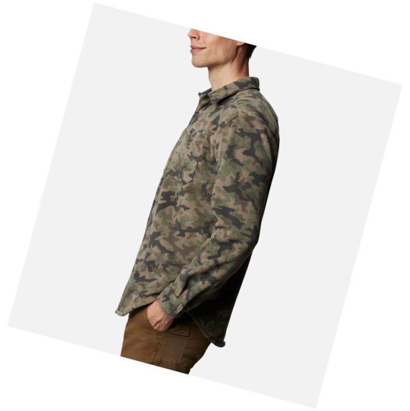 Koszule Columbia Flare Gun Fleece Over Męskie Szare Zielone Camo | 08BLUFCYX