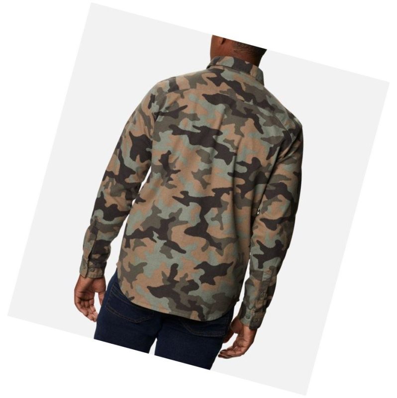 Koszule Columbia Outdoor Elements Printed Flannel Męskie Szare Zielone Camo | 43RPKZMGQ