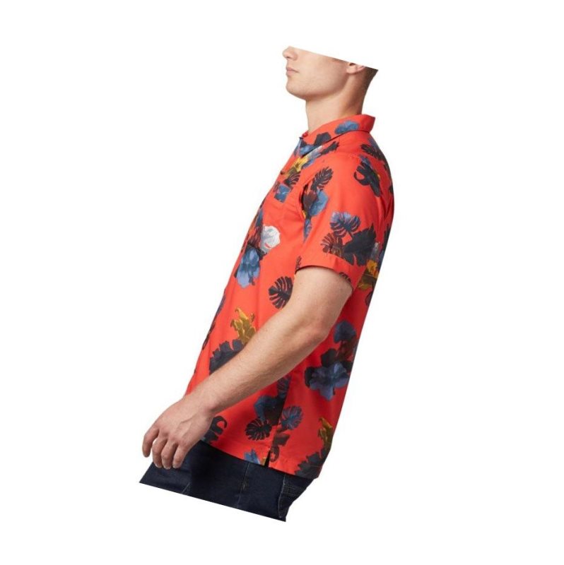 Koszule Columbia Outdoor Elements Short Sleeve Print Męskie Czerwone | 97DLRPCVH