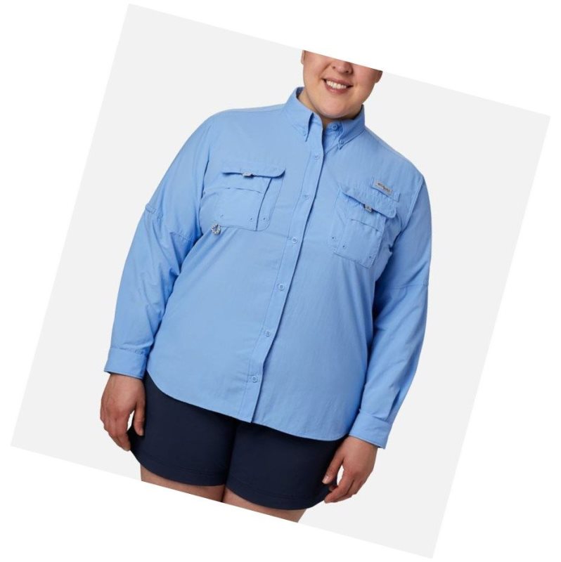 Koszule Columbia PFG Bahama Long Sleeve Plus Size Damskie Białe | 79TGLHPNR