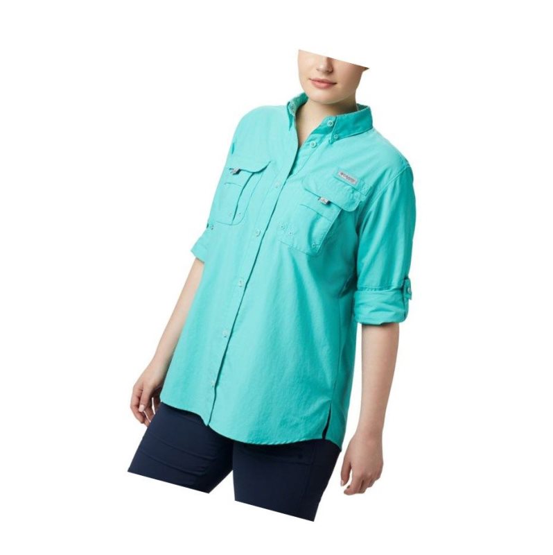 Koszule Columbia PFG Bahama Long Sleeve Plus Size Damskie Niebieskie | 36LPKGYZX