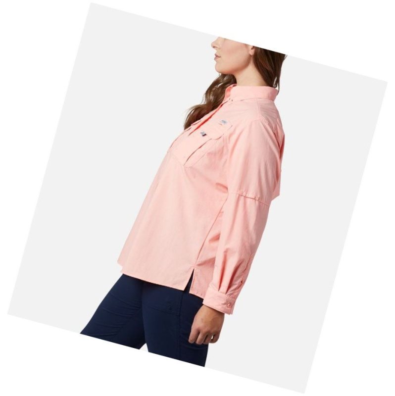 Koszule Columbia PFG Bahama Long Sleeve Plus Size Damskie Różowe | 29WYUZAIP