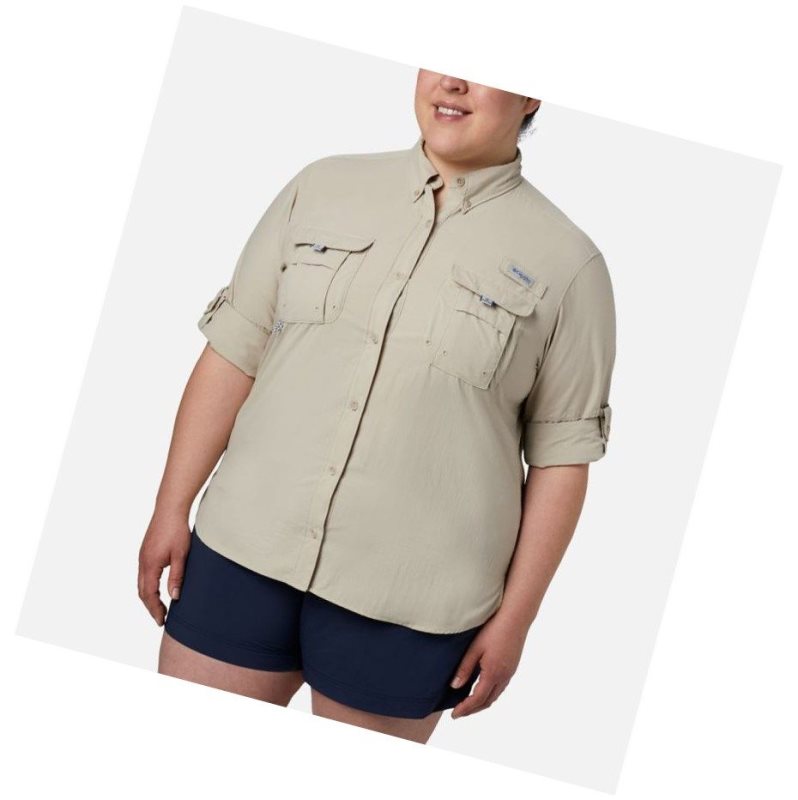 Koszule Columbia PFG Bahama Long Sleeve Plus Size Damskie Khaki | 91YRSXFNE