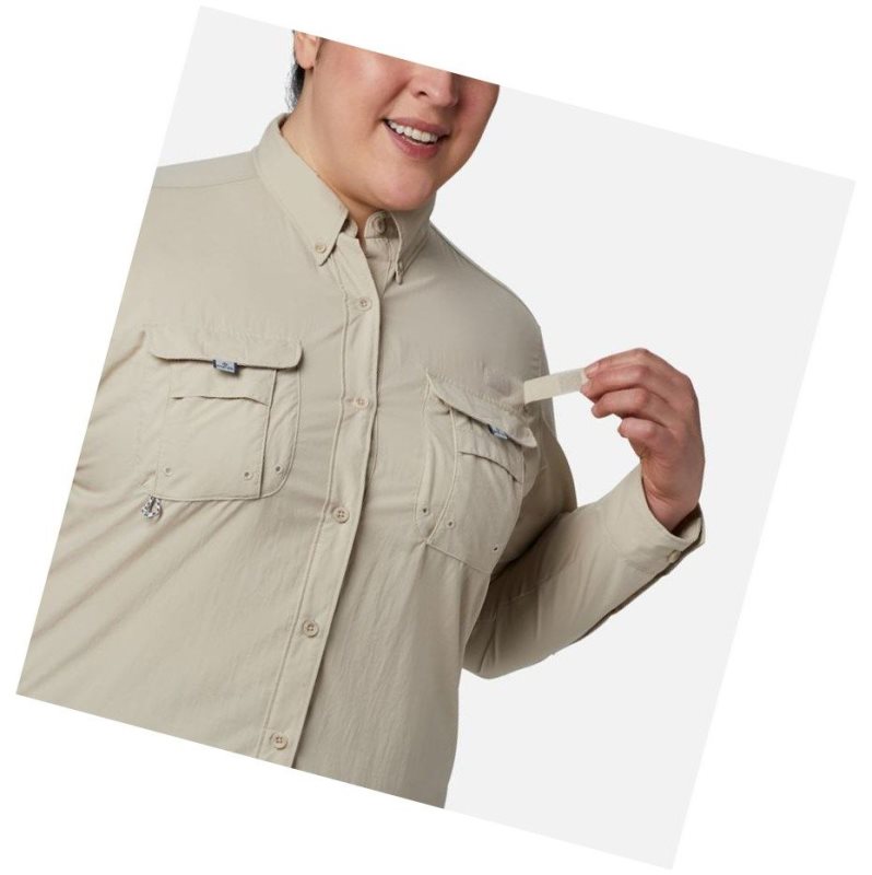 Koszule Columbia PFG Bahama Long Sleeve Plus Size Damskie Khaki | 91YRSXFNE