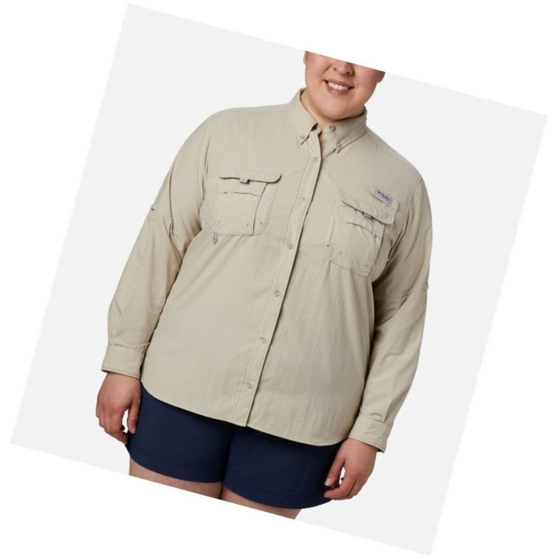 Koszule Columbia PFG Bahama Long Sleeve Plus Size Damskie Khaki | 91YRSXFNE