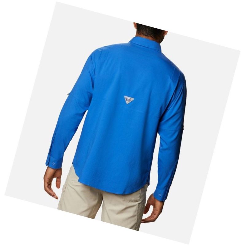 Koszule Columbia PFG Crystal Springs Long Sleeve Męskie Niebieskie | 87NMCOUPQ