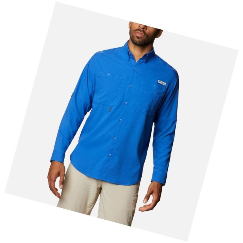 Koszule Columbia PFG Crystal Springs Long Sleeve Męskie Niebieskie | 87NMCOUPQ