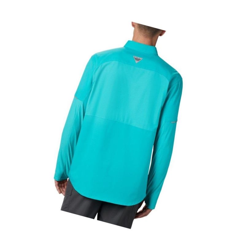 Koszule Columbia PFG Force XII Zero Long Sleeve Hybrid Męskie Głęboka Turkusowe | 72IRNQPVO