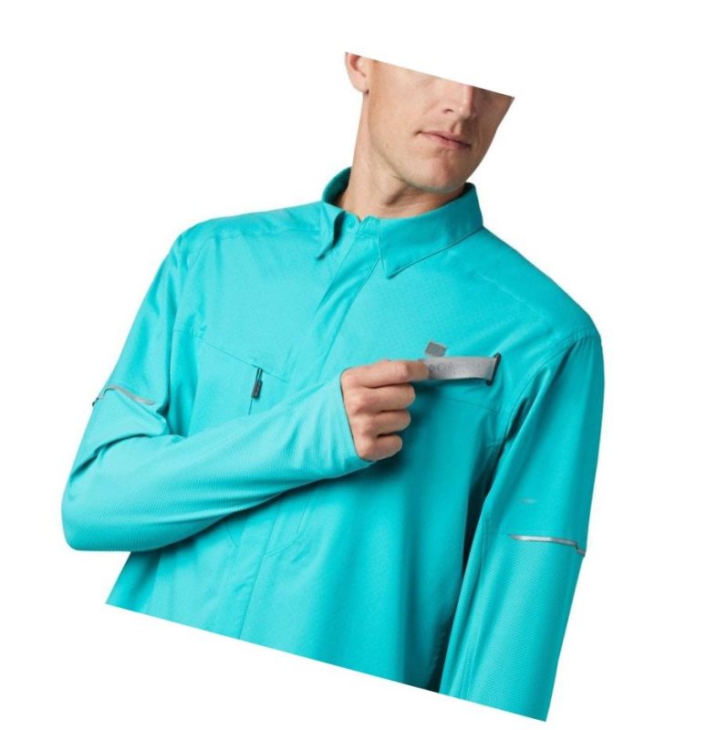 Koszule Columbia PFG Force XII Zero Long Sleeve Hybrid Męskie Głęboka Turkusowe | 72IRNQPVO