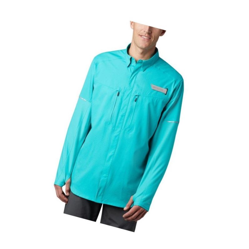 Koszule Columbia PFG Force XII Zero Long Sleeve Hybrid Męskie Głęboka Turkusowe | 72IRNQPVO