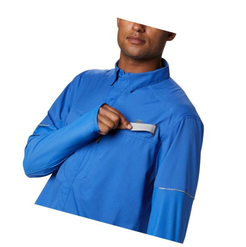 Koszule Columbia PFG Force XII Zero Long Sleeve Hybrid Męskie Niebieskie | 93AYCTXFJ