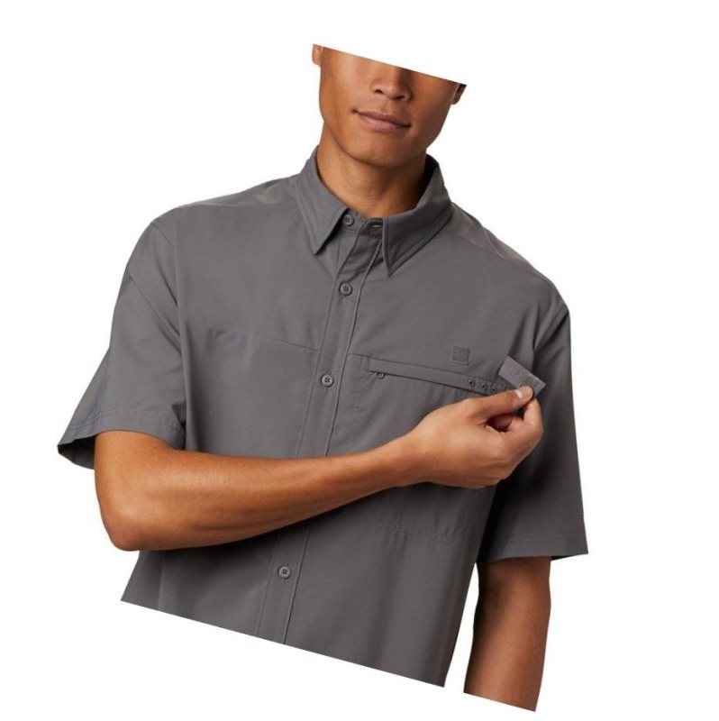 Koszule Columbia PFG Grander Marlin Woven Short Sleeve Męskie Szare | 75NATWMJP