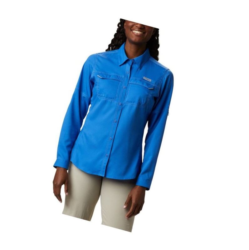 Koszule Columbia PFG Lo Drag Long Sleeve Damskie Niebieskie | 34OTMSENX