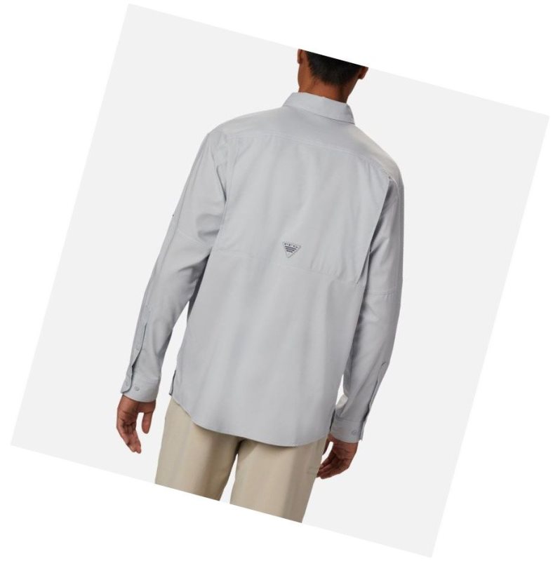 Koszule Columbia PFG Low Drag Offshore Long Sleeve Męskie Szare Białe | 13NCWBFMZ