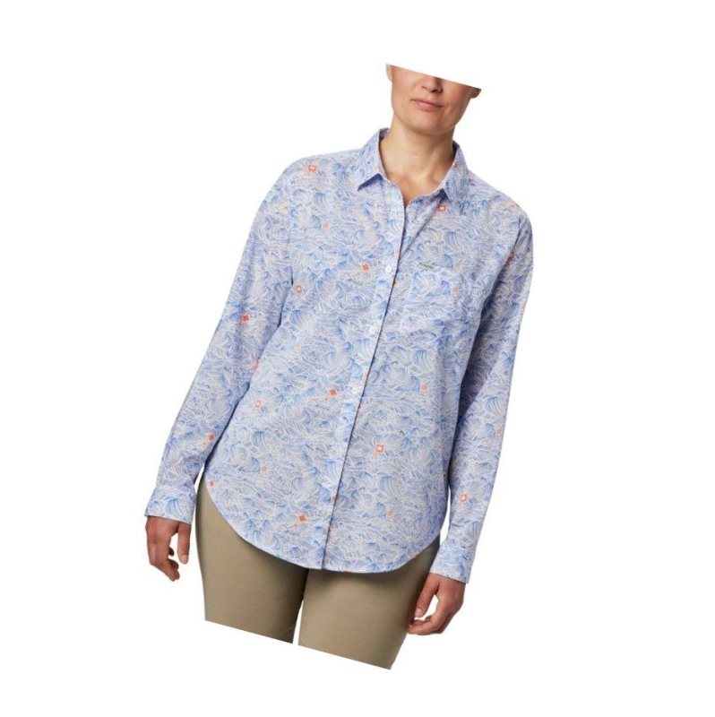 Koszule Columbia PFG Sun Drifter II Long Sleeve Damskie Niebieskie | 18IEMHBNP