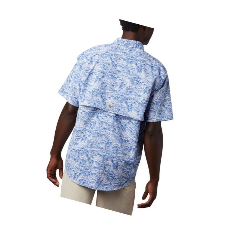 Koszule Columbia PFG Super Bahama Short Sleeve Męskie Niebieskie | 17BQYEMFP