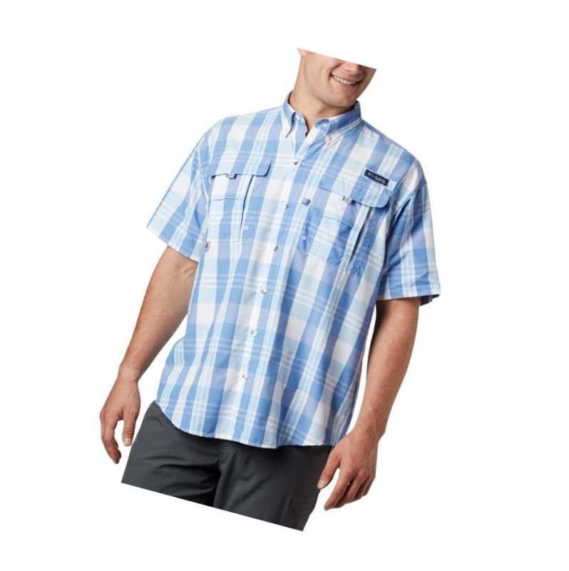 Koszule Columbia PFG Super Bahama Short Sleeve Męskie Niebieskie Kolorowe | 12CTPIHEM