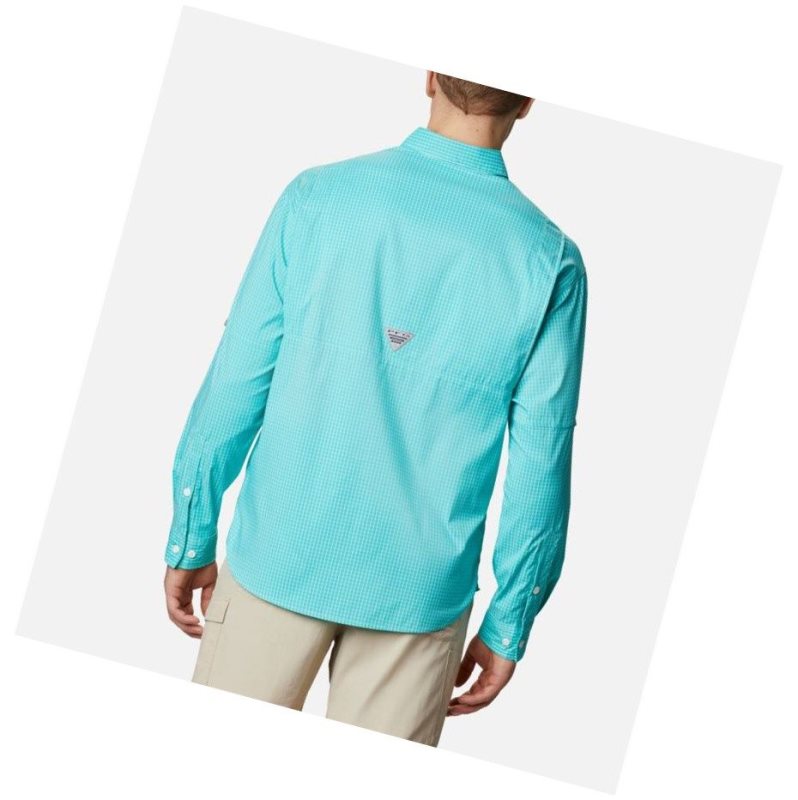 Koszule Columbia PFG Super Tamiami Long Sleeve Męskie Głęboka Turkusowe | 20IWKYEVO