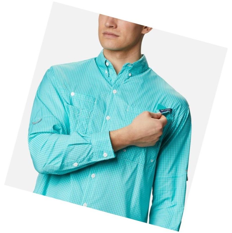 Koszule Columbia PFG Super Tamiami Long Sleeve Męskie Głęboka Turkusowe | 20IWKYEVO