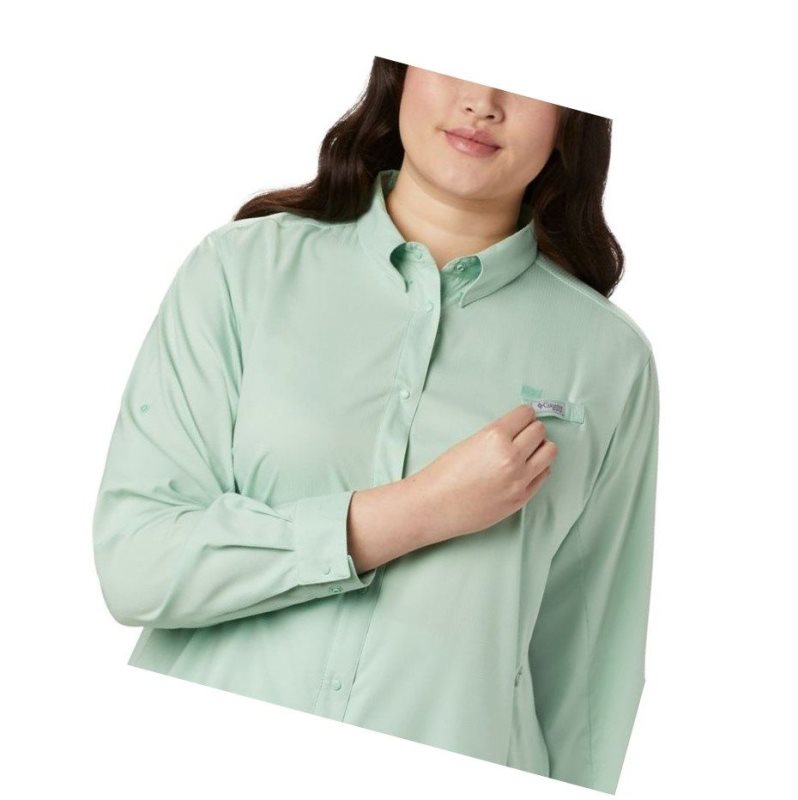 Koszule Columbia PFG Tamiami II Long Sleeve Plus Size Damskie Mięta | 64WNJXIMK