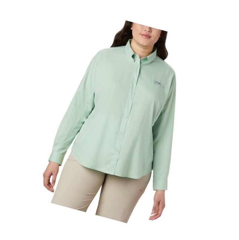 Koszule Columbia PFG Tamiami II Long Sleeve Plus Size Damskie Mięta | 64WNJXIMK