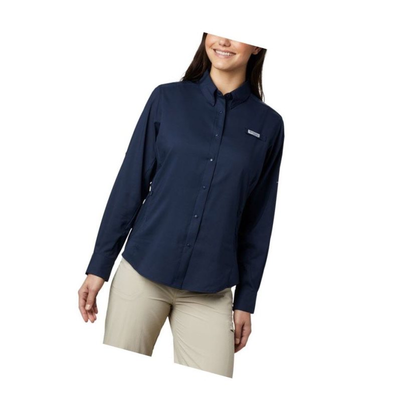 Koszule Columbia PFG Tamiami II Long Sleeve Damskie Granatowe | 62CJKSNWA