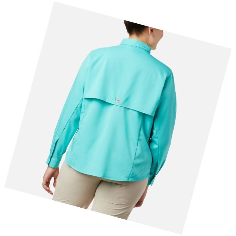 Koszule Columbia PFG Tamiami II Long Sleeve Plus Size Damskie Niebieskie | 40POVNZXQ