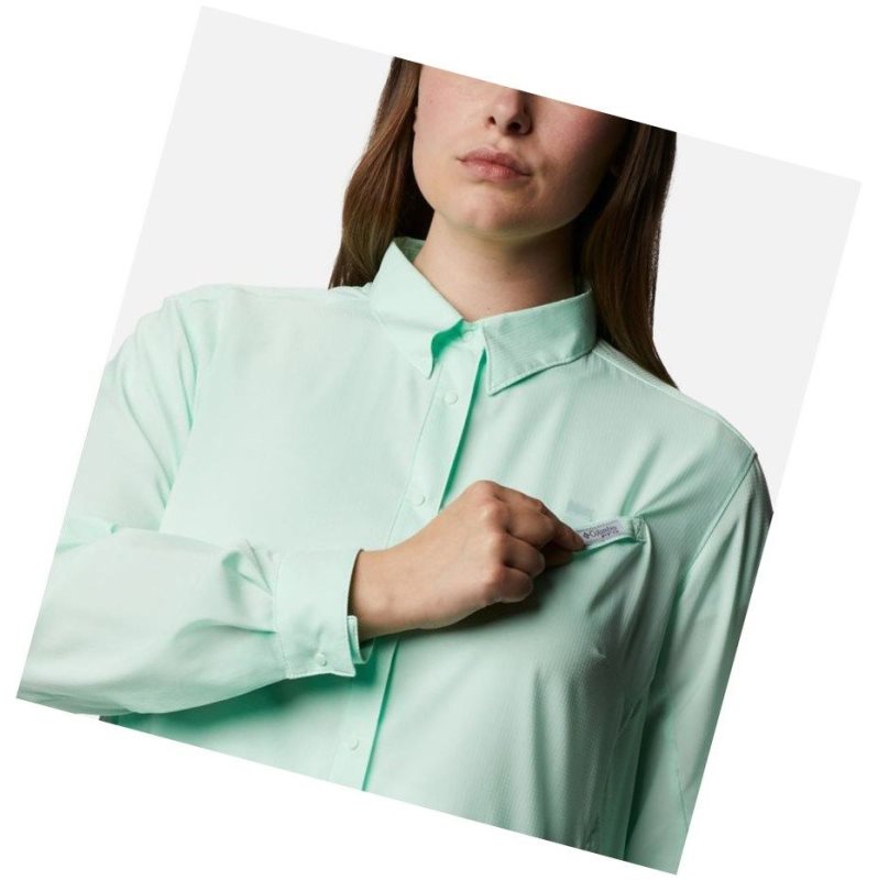 Koszule Columbia PFG Tamiami II Long Sleeve Plus Size Damskie Głęboka Mięta | 21SBMZLYU