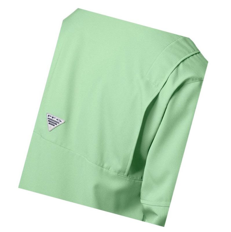 Koszule Columbia PFG Tamiami II Long Sleeve Męskie Zielone | 01MODKLJZ