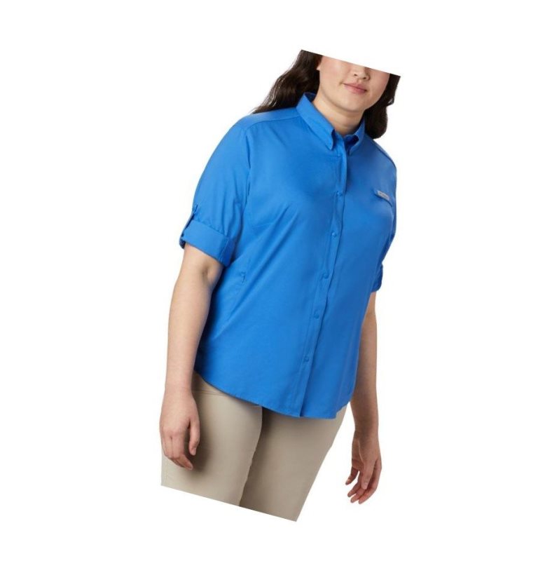 Koszule Columbia PFG Tamiami II Long Sleeve Plus Size Damskie Niebieskie | 85PSGJOUH