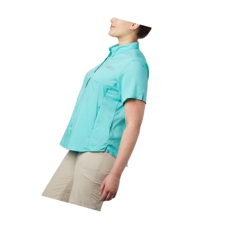 Koszule Columbia PFG Tamiami II Short Sleeve Plus Size Damskie Niebieskie | 50GSLNZKW