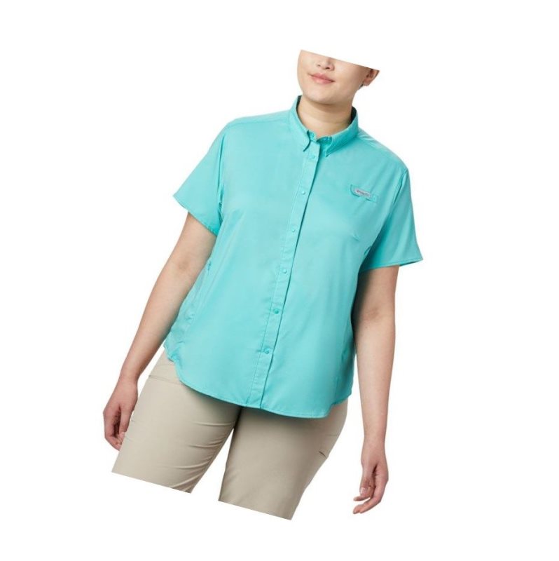 Koszule Columbia PFG Tamiami II Short Sleeve Plus Size Damskie Niebieskie | 50GSLNZKW