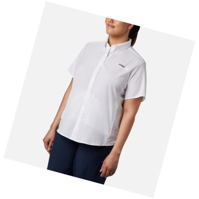 Koszule Columbia PFG Tamiami II Short Sleeve Plus Size Damskie Białe | 02EZJBIGU