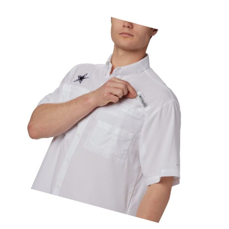 Koszule Columbia PFG Tamiami Short Sleeve - Dallas Cowboys Męskie Białe | 01XTZQHRO