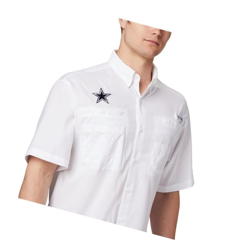 Koszule Columbia PFG Tamiami Short Sleeve - Dallas Cowboys Męskie Białe | 01XTZQHRO