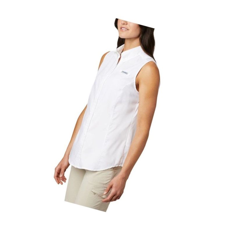 Koszule Columbia PFG Tamiami Sleeveless Damskie Białe | 74KQJSIBD