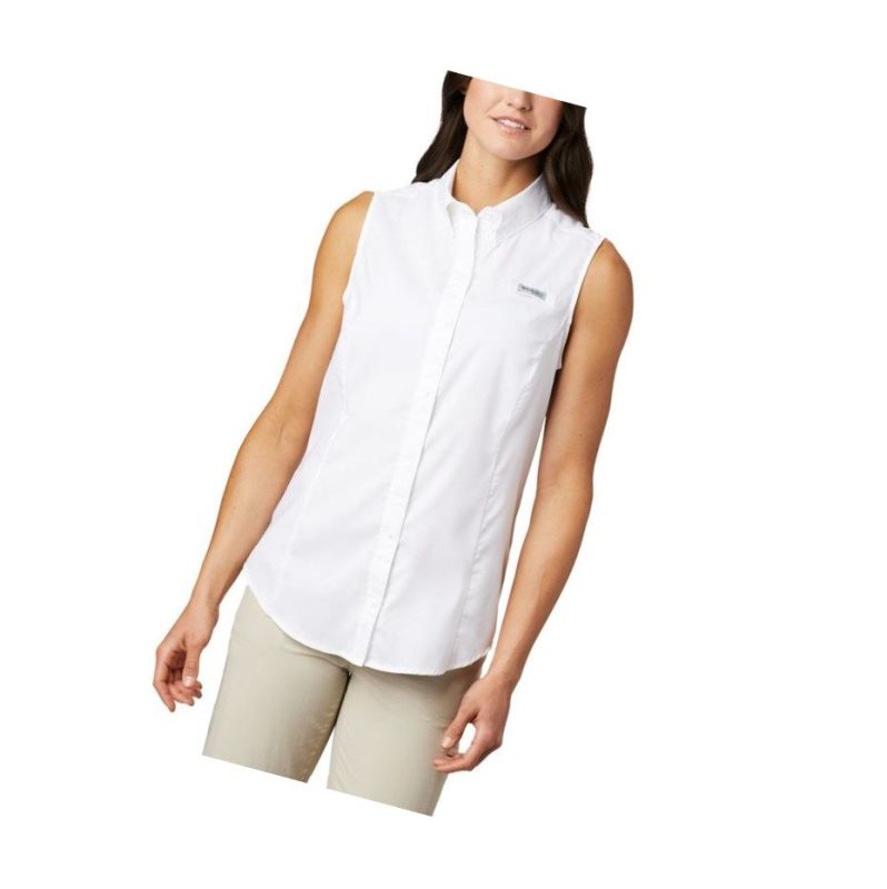 Koszule Columbia PFG Tamiami Sleeveless Damskie Białe | 74KQJSIBD