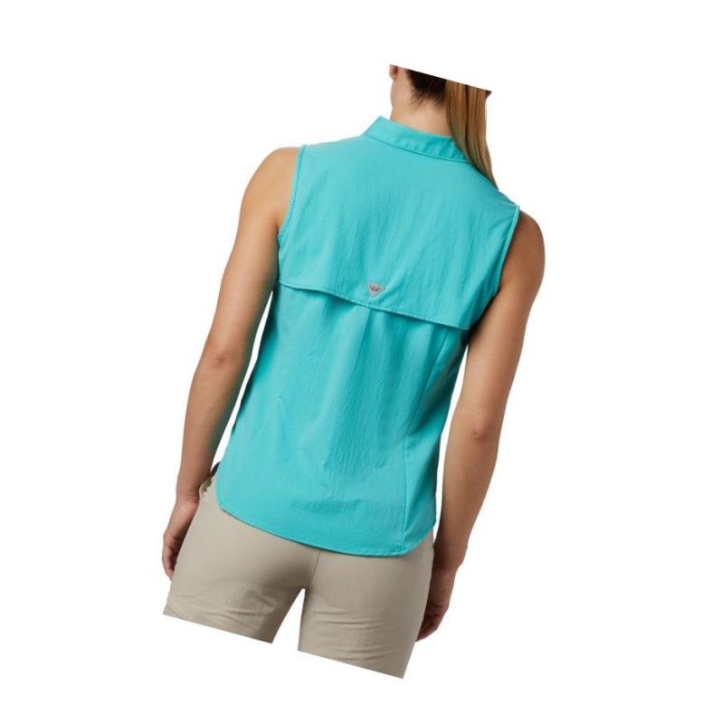 Koszule Columbia PFG Tamiami Sleeveless Damskie Niebieskie | 73RFAYQBU