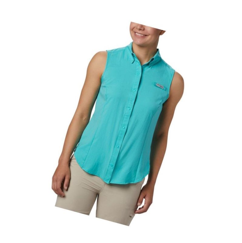 Koszule Columbia PFG Tamiami Sleeveless Damskie Niebieskie | 73RFAYQBU