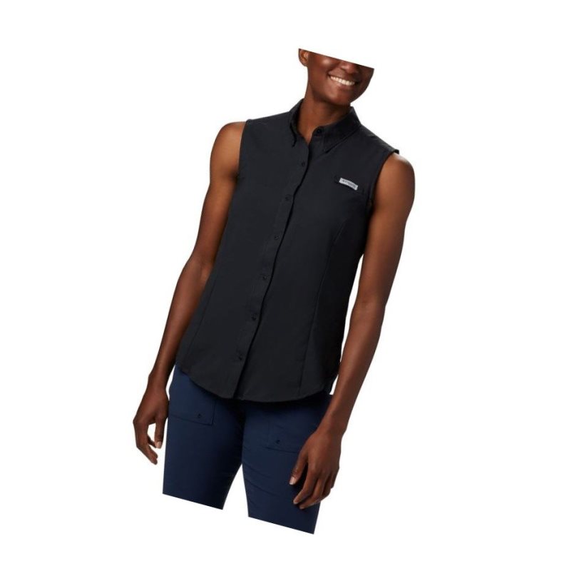 Koszule Columbia PFG Tamiami Sleeveless Damskie Czarne | 54EWNGKTF