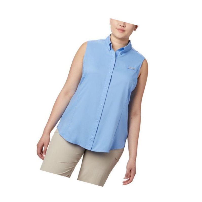 Koszule Columbia PFG Tamiami Sleeveless Plus Size Damskie Białe | 05WZBHAXE