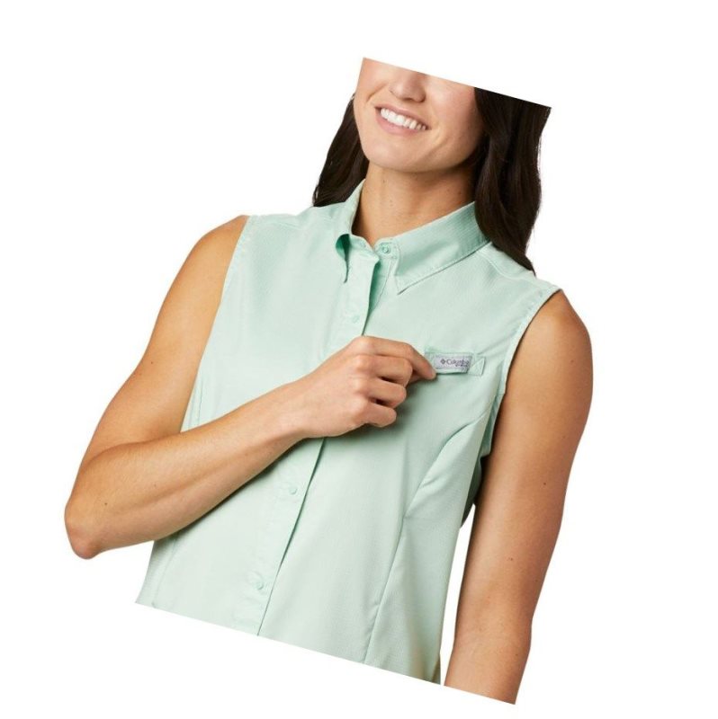 Koszule Columbia PFG Tamiami Sleeveless Damskie Mięta | 85RLUBOFS