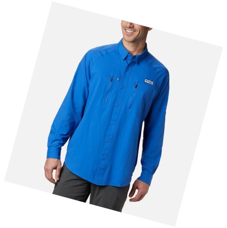 Koszule Columbia PFG Terminal Tackle Long Sleeve Woven Męskie Niebieskie | 82TYSLOBE