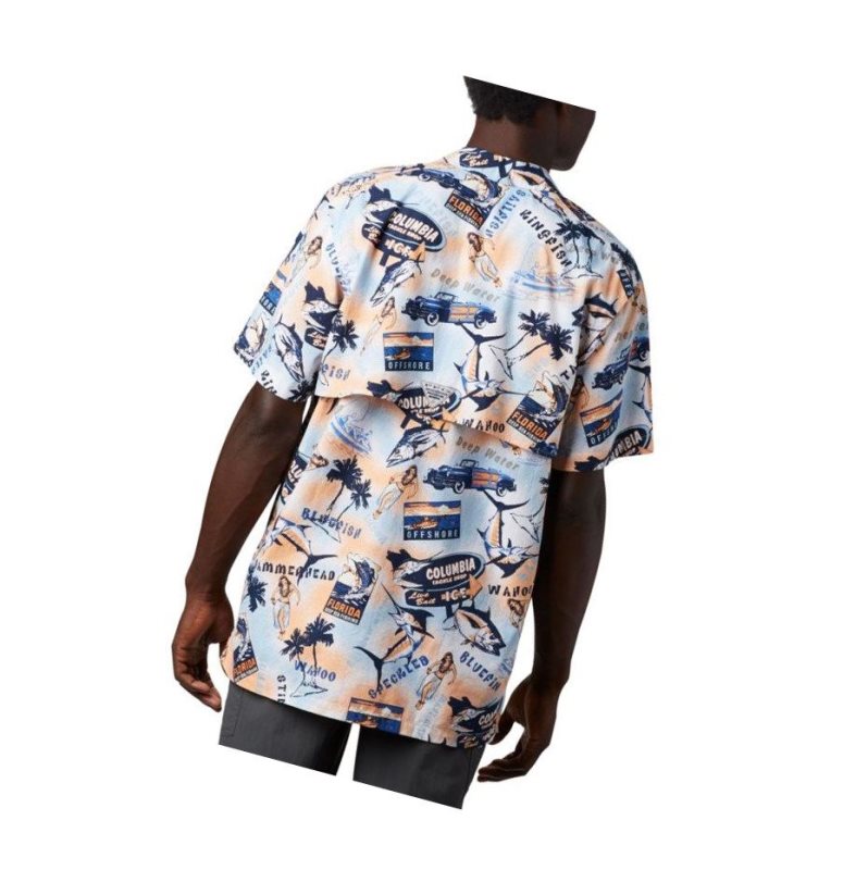 Koszule Columbia PFG Trollers Best Short Sleeve Męskie Niebieskie | 72KVCNJPQ