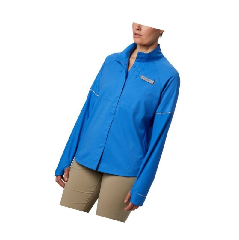 Koszule Columbia PFG Ultimate Catch ZERO Long Sleeve Hybrid Damskie Niebieskie | 51LPTJDWZ