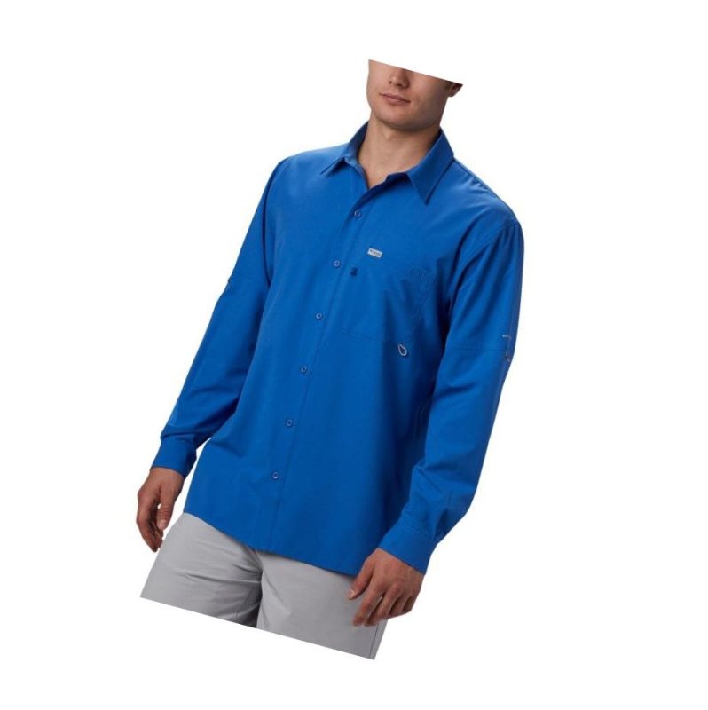 Koszule Columbia PFG Zero Rules Woven Long Sleeve Męskie Niebieskie | 21NKQPGJC